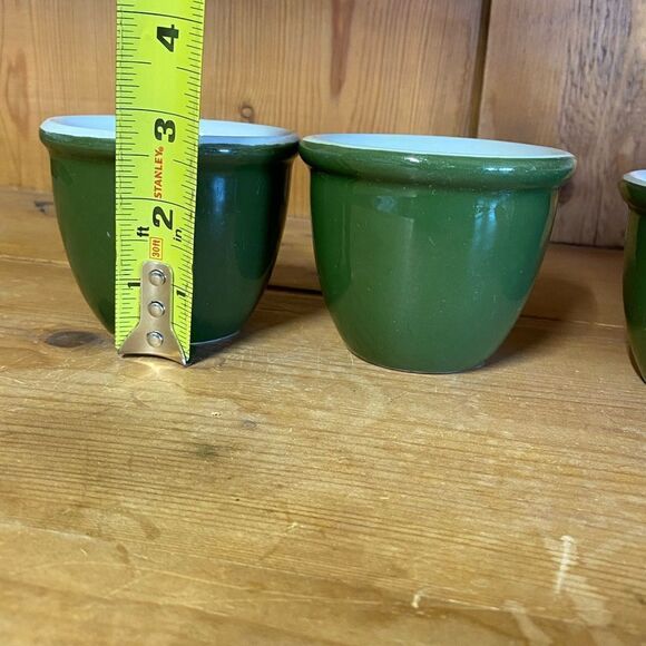 Vintage HALL Ramekin Set of 4 -1 -351 1/2 - 3- 352 Green Custard Dishes Cups USA - Picture 6 of 16